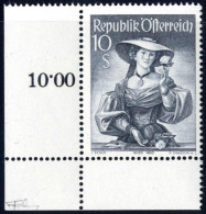 ** 1948/52, 10 S. Trachten, Linke Untere Bogenecke, Weißer Senkrecht Geriffelter Gummi, Postfrisch, Sign. Und Attest F.  - Sonstige & Ohne Zuordnung