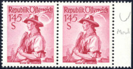 ** 1948/52, Trachten, 1,45 S Karminrot Im Paar Vom Rechten Rand, Linke Marke Mit Plattenfehler "Mond", Postfrisch, ANK 9 - Otros & Sin Clasificación