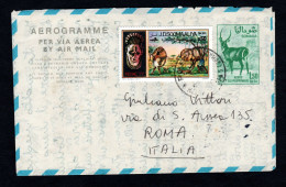 SOMALIA, 1970, INTERO POSTALE A 5 CEI, MOGADISCIO X GLI USA , AEROGRAMMA - Somalië