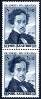 ** 1962, 1,50 Schilling, Friedrich Gauermann, Senkrechtes Paar Mit Farbverwischungsstrich über Beide Marken, Postfrisch, - Sonstige & Ohne Zuordnung