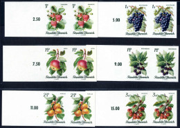 ** 1966, Obst, Komplette Serie 6 Werte In Ungezähnten Paaren Von Linken Rand, Postfrisch, ANK 1253-1258 U / 1200,- - Autres & Non Classés