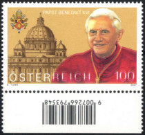 ** 2007, Papst Benedikt XVI Mit Verschobener Farbe Purpurlila, Postfrisches Unterrandstück, Attest Soecknick, ANK 2977 I - Sonstige & Ohne Zuordnung