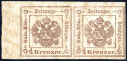 **/pair 1858, 4 Kreuzer Braun, Paar Mit Linkem Rand, Postfrisch, Etwas Patina, ANK 4a - Dagbladen