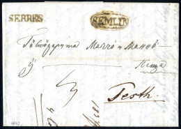 Cover 1842, Brief Aus Serres Am 12.5. über Semlin (dort Durch Rastellöchern Desinfiziert) Rückseitig Stempel "Neto Di Fu - Oriente Austriaco