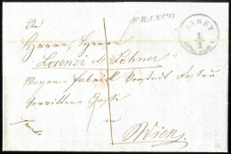 Cover 1857, Brief Von Jassy Am 1.1. Nach Wien, Francostempel (IL), Rastellöcher, Rückseitig Porto Vermerkt 15 (Kr.) - Oostenrijkse Levant