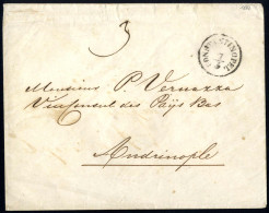 Cover 1860, Portobrief Vom 7.3.1860 Von Constantinopel Nach Adrianopel An Den Niederländischen Vizekonsul, Dort Mit "3"  - Levante-Marken