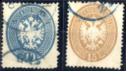 O 1863/4, 10 Soldi Blau Und 15 Soldi Braun, Beide Gez. 14, Je Mit Einem Teilabschlag In Blau Von Galatz Gestempelt, 10 S - Levant Autrichien