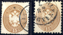 O 1863/4, 15 Soldi Braun Gez. 14 Und 15 Soldi Braun Gez. 9½, Beide Mit Einem Teilabschlag Von Alexandrien Entwertet, 15  - Levante-Marken