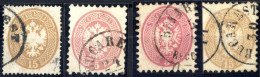 O 1863/4, 15 Soldi Braun Gez. 14, 2x5 Soldi Rosa Gez. 9½ Und 15 Soldi Braun Gez. 9½ (senkrechter Bug Und Helle Stelle),  - Levant Autrichien