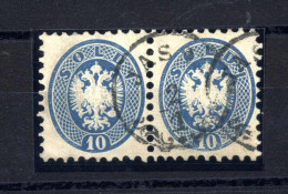Pair 1864, 10 Soldi Blau, Waagrechtes Paar Gez. 9½, Mit Einem Kompletten Abschlag Des Stempels "JASSY, 2/1" Gestempelt,  - Levante-Marken