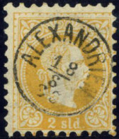 O 1867, 2 Soldi Gelb Feiner Druck, Entwertet Mit Schwarzem Einkreisstempel "ALEXANDRIEN 18/8/73", Rückseitig Mit Größere - Oriente Austriaco