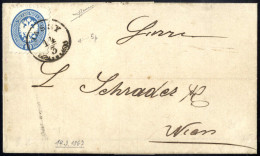 Cover JASSY, Brief Vom 14.3.1867 Von Jassy Nach Wien, Frankiert Mit 10 Soldi Blau, Gez. 9½, übergehend Und Klar Gestempe - Eastern Austria