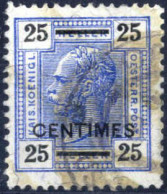 O Österr. Post Auf Kreta, 1904, 25 Centimes Auf 25 Heller Blau In KZ 13:12 1/2, Gestempelt, Signiert Zenker, Befund Goll - Oriente Austriaco