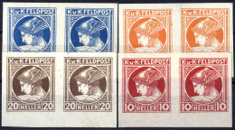 **/pair 1916, Merkurkopf, Ungezähnte Serie 4 Werte In Unterrandpaaren Postfrisch, ANK 49-52 U / 600,- - Sonstige & Ohne Zuordnung