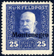 * 1917, Nicht Verausgabte Werte, 25 H. Mit Schwarzem Aufdruck, Gefalzt, Signiert, ANK X - Montenegro