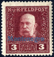 ** 1917, Nicht Verausgabte Werte, 3 H. Mit Blauem Aufdruck, Postfrisch Signiert Ferchenbauer, ANK V - Montenegro