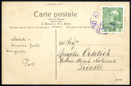 Cover HABSBURG / OE.LLOYD, 1912, Violetter Einkreisstempel Auf Mit 5 Heller Frankierten Karte Nach Triest, Kat. Nr. 142 - Autres & Non Classés