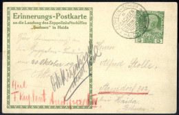 Cover 1913, Erinnerungs-Postkarte An Die Landung Des Zeppelinluftschiffes "Sachsen" In Haida Mit Werteindruck 5 Kr. Grün - Autres & Non Classés
