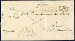 Cover 1850, Bar Bezahlter Rekobrief Vom 21.3.1850 Von Stettin über Wien Nach Belgrad, Roter Rahmenstempel "Recomandirt", - Other & Unclassified