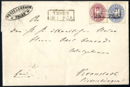 Cover 1866, Brief Von Thorn Am 13.1. Nach Kronstadt (Rumänien) Frankiert Mit 1+2 Sgr, Mi. 16,17 - Sonstige & Ohne Zuordnung