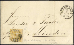 Cover 1867, Brief Vom 28.2.1867 Von Bückeburg Nach Minden, Frankiert Mit 1/2 Sgr. Gelborange Farbig Durchstochen, überge - Other & Unclassified