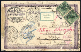 Cover 1901, Kolorierte Postkarte Vom 30.10.1901 Von Shanghai Nach Budapest (Ungarn), Frankiert Mit Einem Waagrechten Paa - Chine (bureaux)