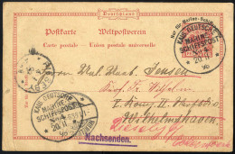 Cover "KAIS.DEUTSCHE MARINE-SCHIFFSPOST No 4, 20.II 98" 1898, Postkarte Mit Werteindruck 10 Pf. Rot Und Aufdruck "Nur Fü - Otros & Sin Clasificación