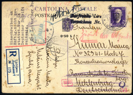Cover 1945, 50 Cent. Reko-Ganzsache (Italien) Mit Überdruck Von Laibach 13.1.1945 In Das Konzentrationslager Ravensbrück - Occupazione 1938 – 45
