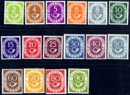 ** 1951, Posthorn, Kompletter Satz 16 Werte Postfrisch, Mi. 123-138 - Altri & Non Classificati