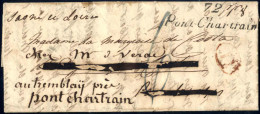 Cover 1830, Ca. Linienstempel "72 / Pont Chartrain" Auf Kleinem Briefchen, Retour Mit Geschwärzter Anschrift, Rückseitig - Altri & Non Classificati