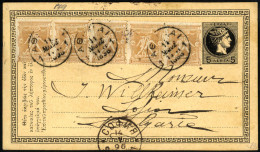 Cover 1896, Postkarte Mit Werteindruck 5 Lepta Vom 11.5.1896 Von Athen Nach Sofia (Bulgarien), Mit Zusatzfrankatur Fünfe - Autres & Non Classés