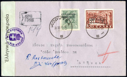 Cover 1940, Raccomandata Censurata Da Korytsa Ad Atene Affrancata Con 10 D. E Segnatasse 10 D., Sass. 14 E 4 - Sonstige & Ohne Zuordnung