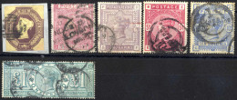 O 1847/91, Victoria Im Großformat, 6 P Viereckig Geschnitten Auf Briefstück, 5 Sh Rosalila, Komplette Serie Mit Wz. A9 ( - Other & Unclassified