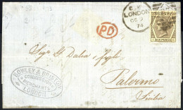 Cover 1869-59, Lot Of Five Covers, Three From London To Italy, Franked With 2½ D. Rosy Mauve (2) And With 6 D. Grey (pl. - Otros & Sin Clasificación