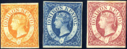 */(*) 1859, Königin Victoria ½ D. Orange, 1 D. Blau Und 2 D. Karmin, Drei Ungebrauchte Sätze, Mit Originalgummierung Bzw - Andere & Zonder Classificatie