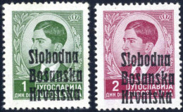 ** 1941, Freimarken Von Jugoslawien Mit Dreizeiligem Aufdruck "Slobodna/Bosanska/Hrvatska", 1 D. Grün Und 2 D. Lilakarmi - Croacia