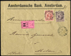 Cover 1893/94, Wilhelmine, 2 Briefe Nach Mailand (Italien), Eingeschrieben Aus Amsterdam Am 6.12.93 Frankiert Mit 10 + 2 - Otros & Sin Clasificación