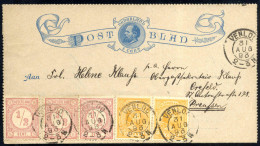 Cover 1893/95, Kartenbrief Zu 5 C. Von Venloo Am 31.8.93 Nach Crefeld Zufrankiert Durch Drei Ziffer ½ C. Rosa Und Zwei 3 - Otros & Sin Clasificación