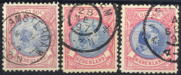 O 1894/98, Königin Wilhelmine, 2,50 G Anilinrosa/blau Drei Werte Gez. L 11½, L 11½ : 11 Und L 11, Gestempelt, Mi. 46 BC - Other & Unclassified