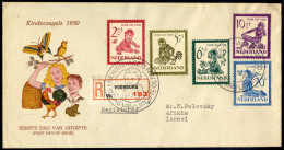 Cover 1950, Voor Het Kind, Eingeschriebener Brief Von Voorburg Am 13.11. Nach Israel Frankiert Mit Kompletter Serie 5 We - Otros & Sin Clasificación