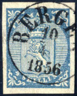 O 1855, 4 Sk. Blau, Ringsum Gut Gerandet Und Klar Gestempelt Mit "BERGEN, 10/4/1856", Breitrandiges Prachtstück (Mi. 1) - Sonstige & Ohne Zuordnung