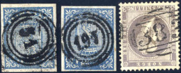 O 1855-56, 4 Sk. Blu, Two Pieces With Normal Margins All Around, Cancelled With The Rare Numbers "51" And "191" (possibl - Other & Unclassified