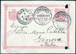 Cover 1899, Ganzsache Mit Werteindruck 10 Bani Vom 3.4.1899 Von Constanta Nach Genova (Italien), Gestempelt M It "CONSTA - Altri & Non Classificati