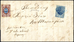 Cover 1866, Undatierter Brief Von Konstantinopel Nach Taganrog, Frankiert Mit ROPIT 2 Pia. Blau/rosa Genetzt, übergehend - Autres & Non Classés