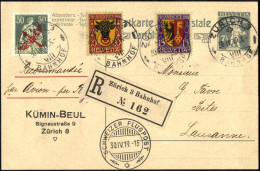 Cover 1919, Ganzsachenkarte Zu 7½ C. Tell Mit Zusatzfrankatur "Pro Juventute 1918" Und "Propeller" Auf 50 C. (FDC) Als E - Other & Unclassified