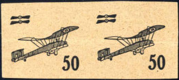 (*) 1922, Aufdruckproben In Schwarz, Ungezähntes Paar 50 Ha Auf Papier Ohne Gummi, Attest Holcombe, Waagrechter Bug, Mi. - Altri & Non Classificati