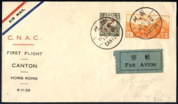 Cover 1936, Erstflug Canton-Hongkong: Luftpostbrief Vom 6.11.1936 Von Canton Nach Hongkong, Frankiert Mit 5 C. Auf 16 C. - Sonstige & Ohne Zuordnung