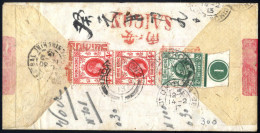 Cover 1913, "Rotbandbrief" Vom 11.2.1913 Von Hongkong Nach Saigon, Rückseitig Frankiert Mit 2 C. Blaugrün Und Einem Senk - Otros & Sin Clasificación