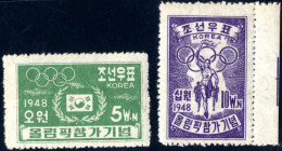 ** 1948, Teilnahme An Den Olympischen Spielen, Komplette Serie 2 Werte Postfrisch, Mi. 34,35 - Korea (...-1945)