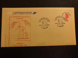 LETTRE POSTE LIBERTE ROUGE OBL.13/14.10.1984 11 NARBONNE PHILAT'EG NATIONAL Xème EXPOSITION NATIONALE - Briefmarkenausstellungen